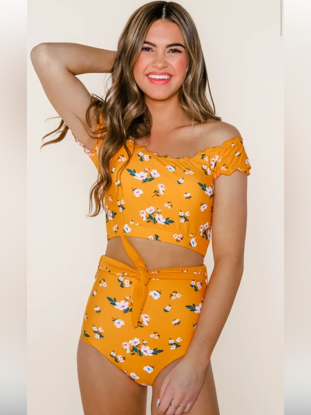 🌼🧡NWT CORAL REEF MO’OREA TOP IN MANGO FLORAL🧡🌼